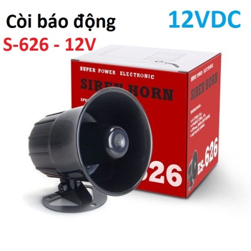 Còi hú báo động có dây S-626 nguồn 12V Còi hú báo động có dây S-626 nguồn 12V