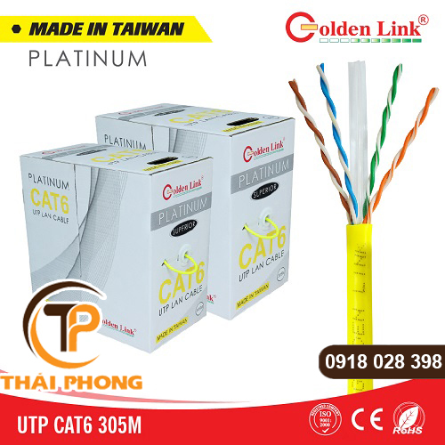 Bán Dây cáp mạng Cat6 UTP Golden Link Platinum 305m (màu vàng) giá tốt nhất tại tp hcm Bán Dây cáp mạng Cat6 UTP Golden Link Platinum 305m (màu vàng) giá tốt nhất tại tp hcm