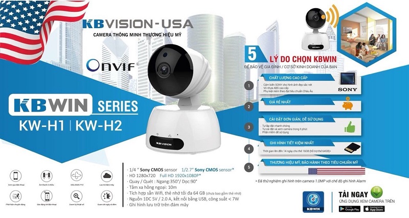 Camera KBVISION KW-H1 wifi không dây giá tốt nhất hiện nay Camera KBVISION KW-H1 wifi không dây giá tốt nhất hiện nay